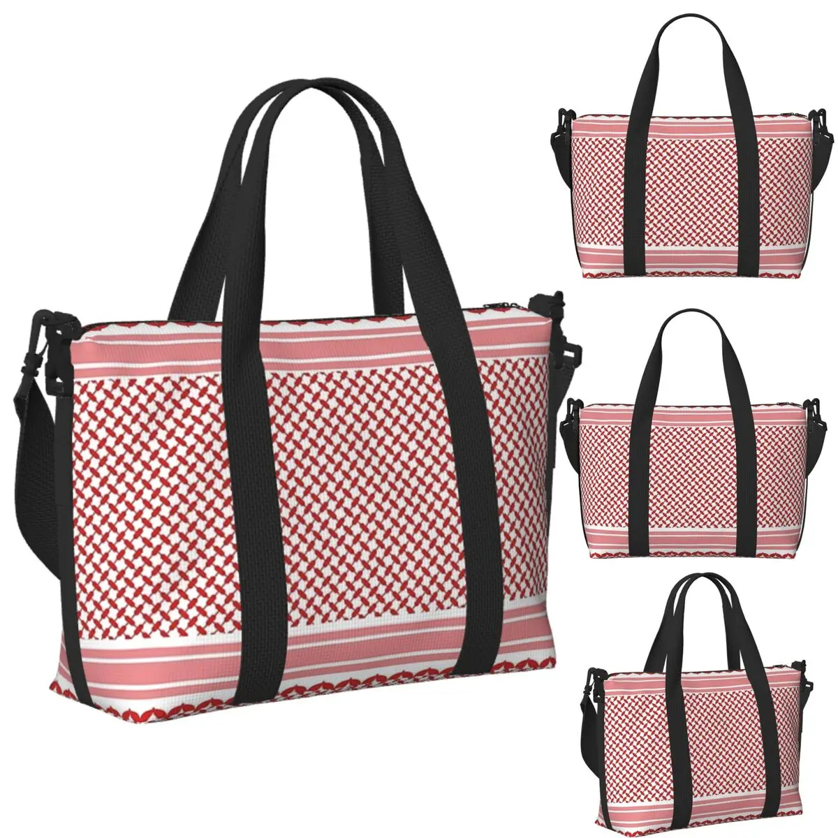 

Custom Jordanian Shemagh Design Beach Travel Bag Large Capacity Tote Bags for Gym Yoga Women Shopping Duffle Shoulder Bag