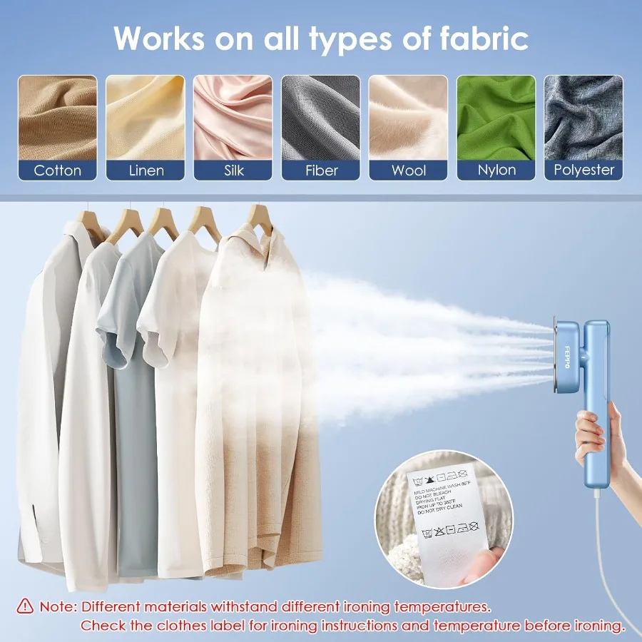 مُبخّر للسفر للملابس 110-240 فولت مُبخّر محمول مزدوج الجهد مكواة 2 في 1 تسخين سريع 1100 وات مُبخّر ملابس قوي مع #6