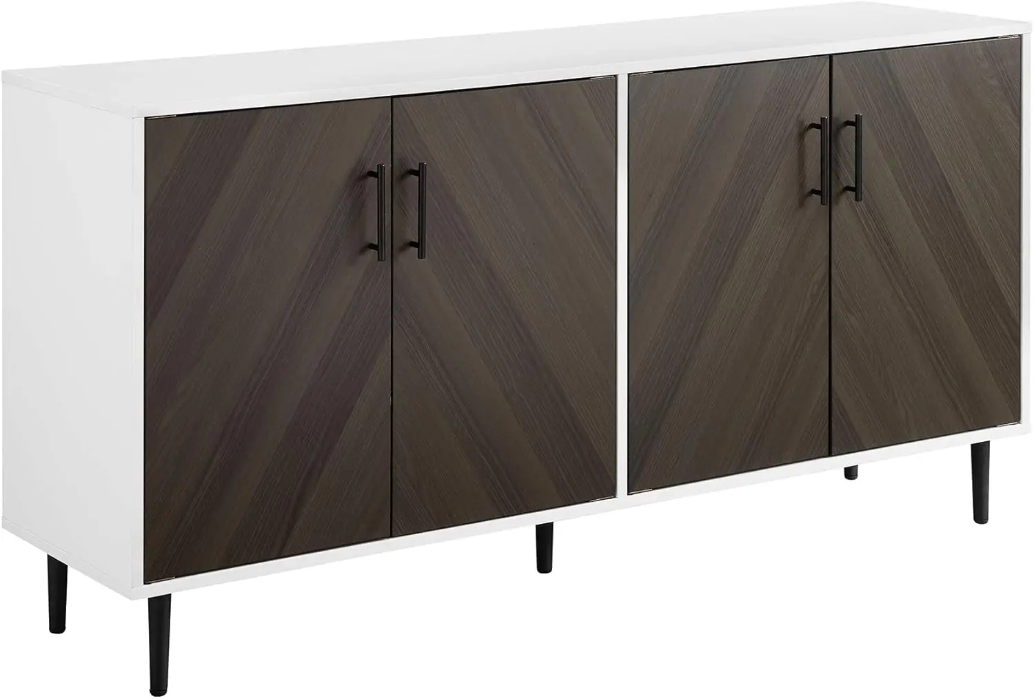 Modern 4 Door Sideboards Buffet 58 Inch Ash Brown Adjustable Rubber Feet Help Prevent Scratches on Your Floors EASY ASSEMBLY