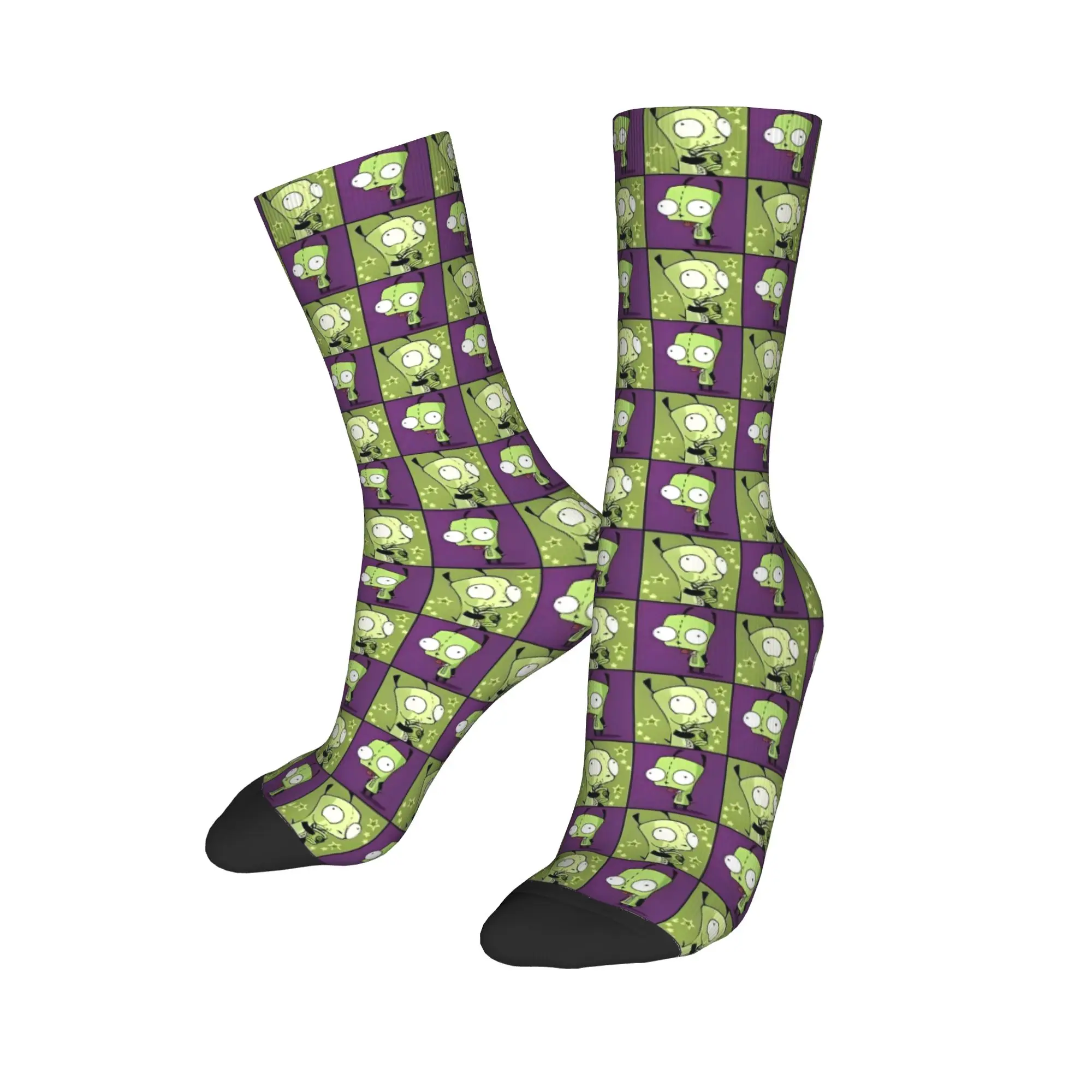 Winter Warm Funny Women Men  Invaders Zims Gir Cartoon Socks  Sweat Absorbing Middle Tube Socks,