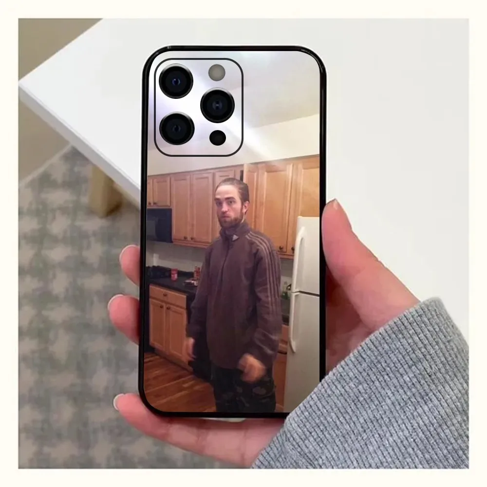 Robert Pattinson Funny Meme Phone Case For Apple iPhone 15,14,13,12,11,Pro,X,XS,Max,XR,Plus,Mini Soft Black Cover