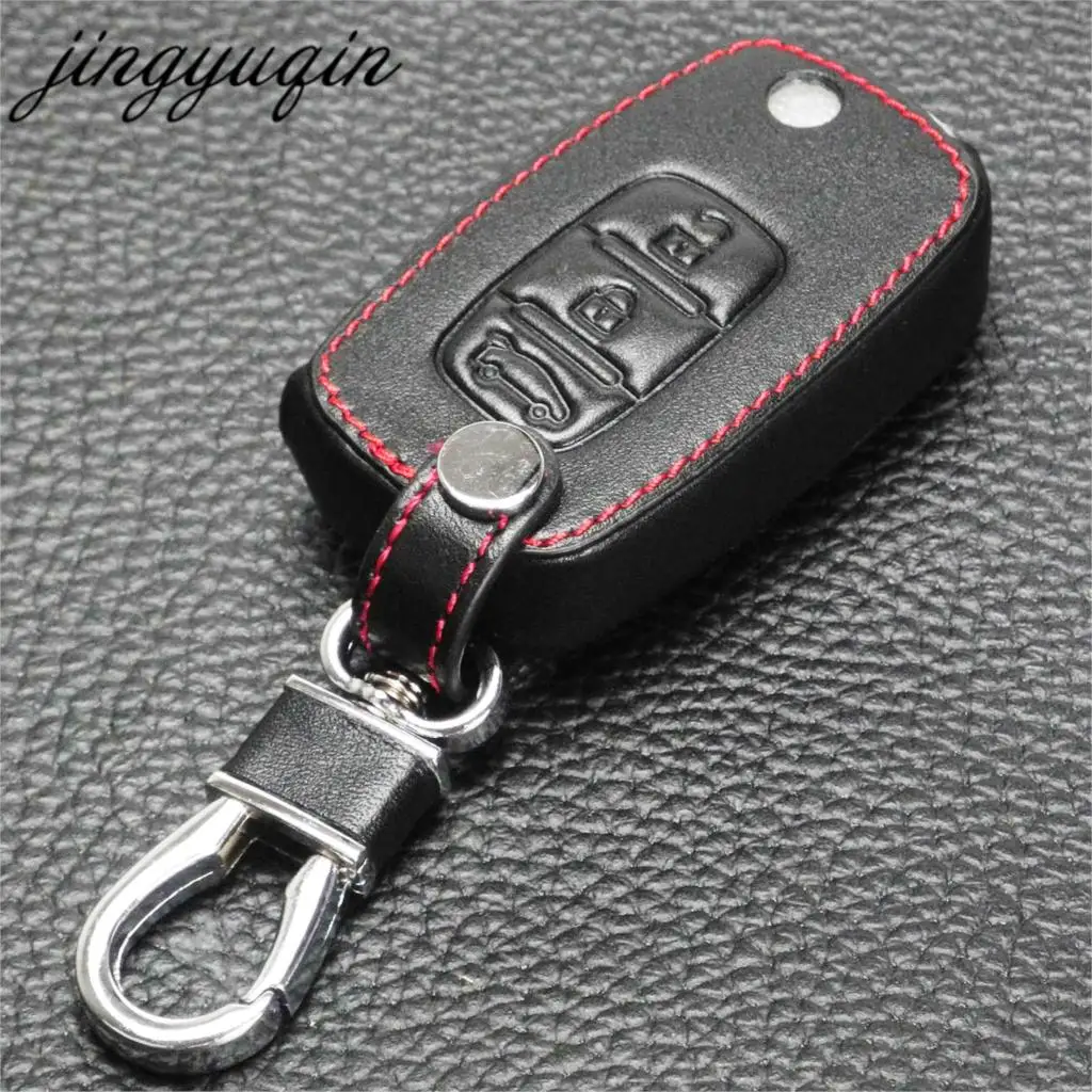 jingyuqin Car folding key Leather Case for LADA Sedan Largus Kalina Granta Vesta X-Ray XRay For Renault Remote Key Fob Cover Set