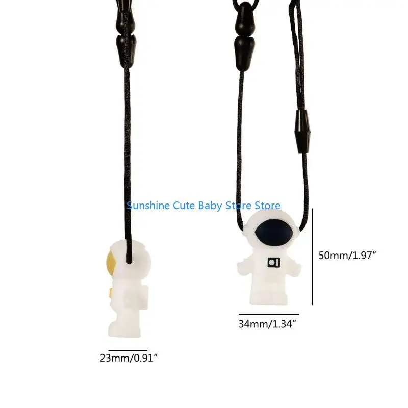 C5AF الطفل سيليكون رائد الفضاء عضاضة التوحد الحسية مضغ قلادة طفل التسنين لعبة مهدئة الرضع مهديء