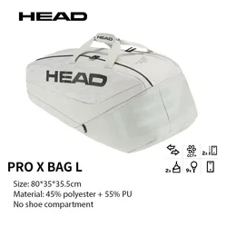 HEAD Pro X Djokovic Series Court Bag Tennis Backpack 6 Packs 9R 12R Racquet Bag Large Capacity