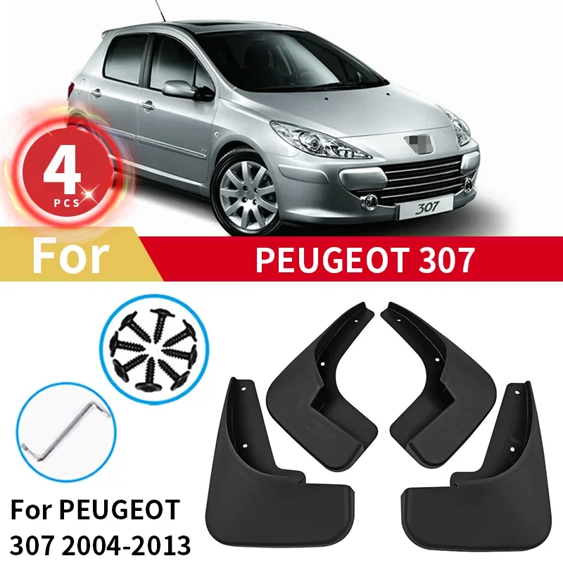 

Mudguards For Peugeot 307 2004-2013 Mud Flaps Cover Wheel Front Rear Fender Splash Guards Flexible MudFlaps Car Accessories 4pcs