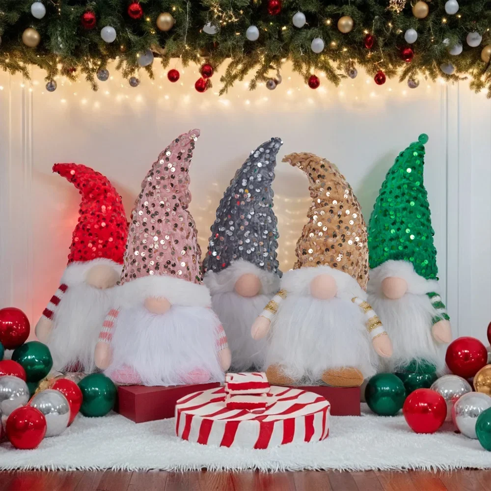 Kerstkabouter met lichtgloeiende Santa Rudolph-pop Verjaardagscadeau met buigbare Scandinavische hoed voor thuisvakantiedecoratie