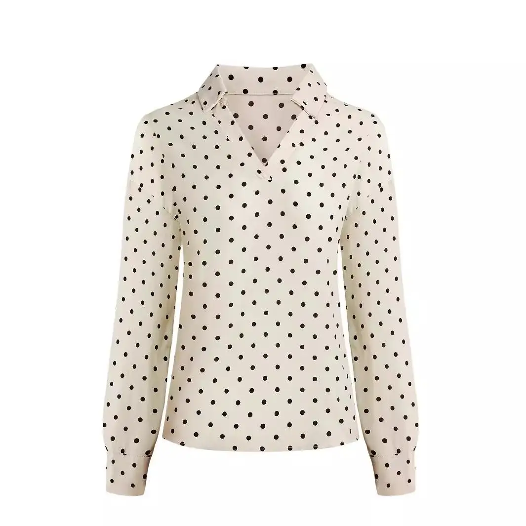 

Women's Polka Dot Long Sleeve Shirt Commute Style Formal Wear Resistant to Deformation Winter Collection 2016