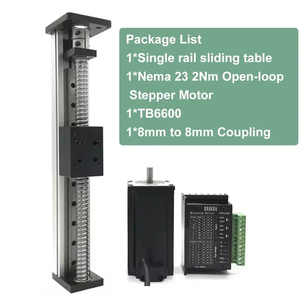 Nema23 57 mm stappenmotor lineaire geleiderail tafelset schuiftafel enkele rail kogelomloopspindel bewegingspodium enkele as robot