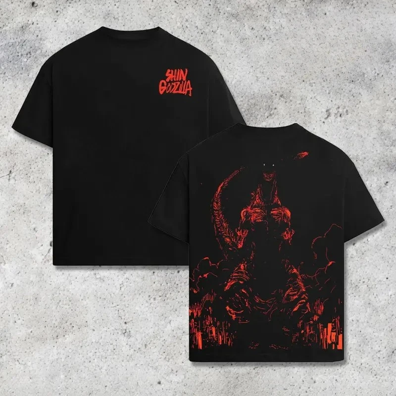 Godzilla Inspired Kaiju Monster Retro Graphic Print T-Shirt Men Women Cotton Oversized Couple Harajuku Casual Streetwear Tops - view 4