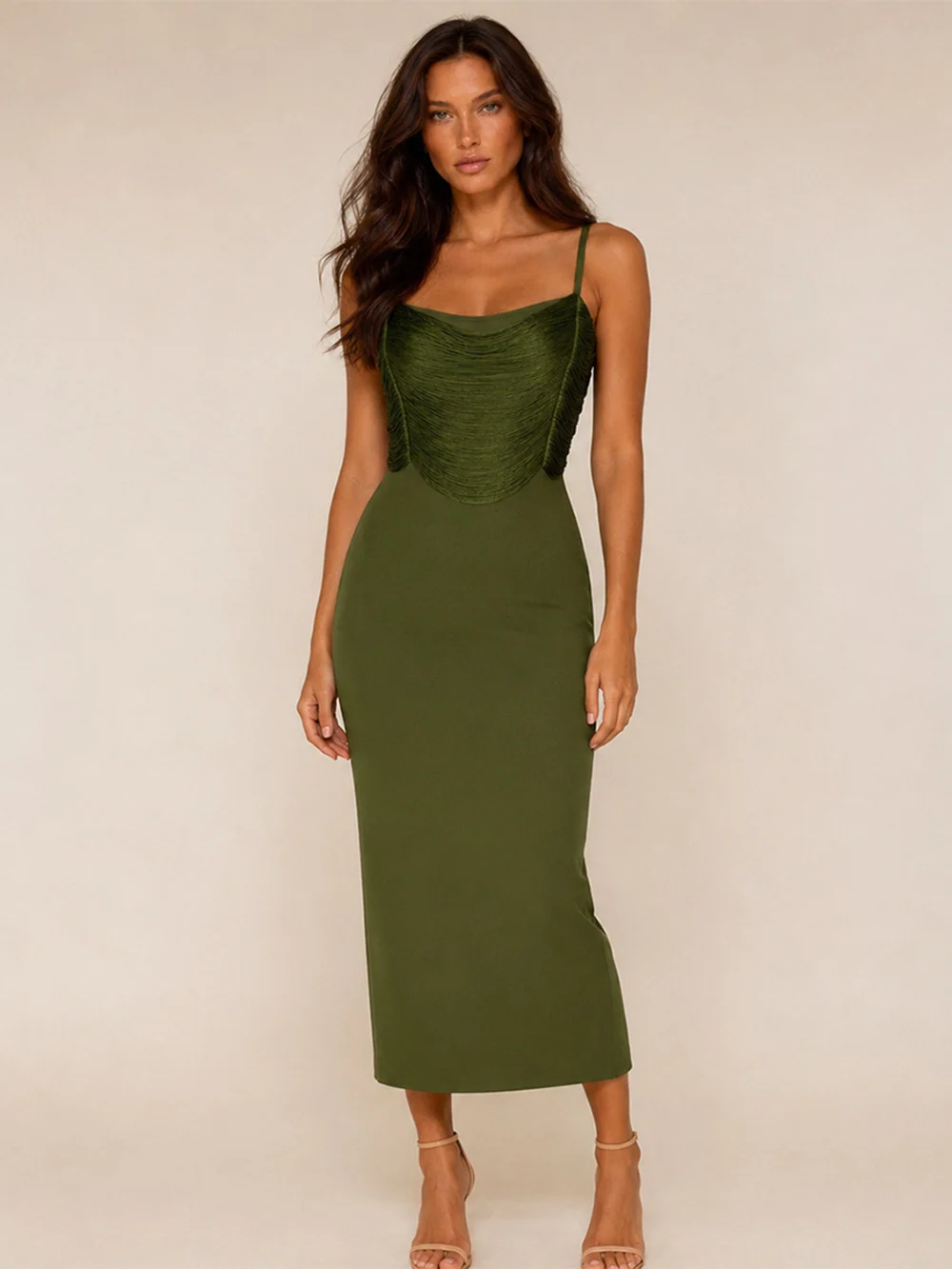 European And American New Tassel Camisole Dress Slim Fit And Slimming Mid Length Slit Temperament Dress