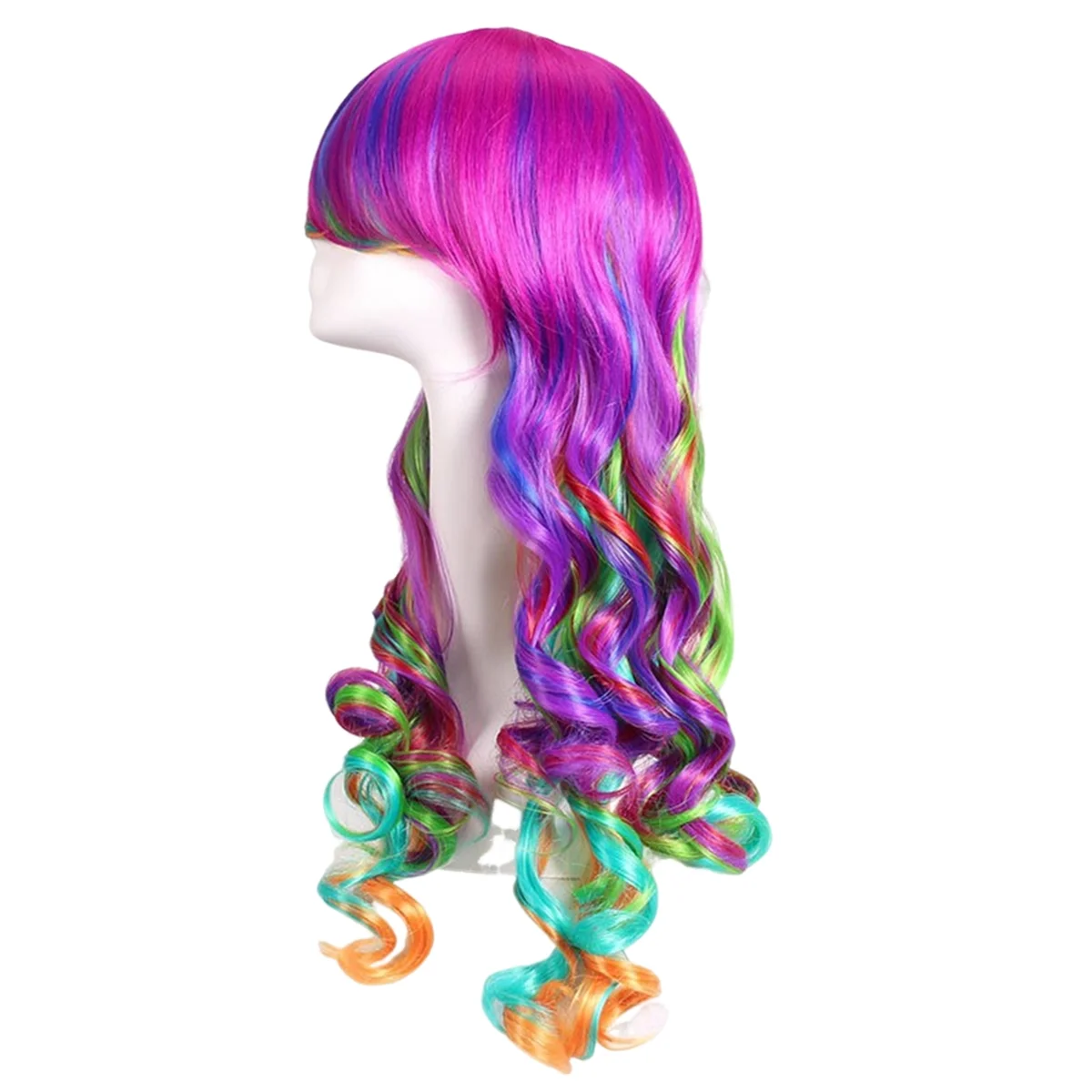 Colorful Long Curly Hair Wig Anime Cosplay Wig Female European and American Elegant Fashion Ladies Wig