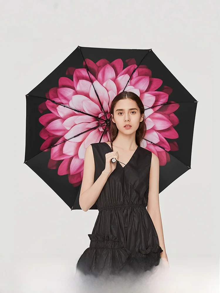 

Зонт Banana Le Double Layer Sun Umbrella Bla Gel с УФ-защитой, большой зонт с цветочным узором, зонт от солнца и дождя