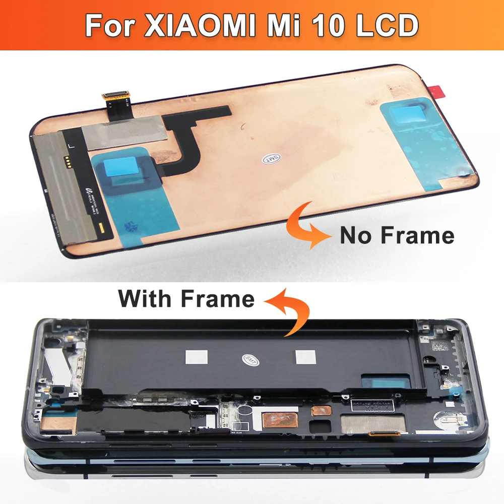 Screen for Xiaomi Mi 10 5G M2001J2G Lcd Display Digital Touch Screen Assembly with Frame For Xiaomi Mi 10 Pro 5G Replacement