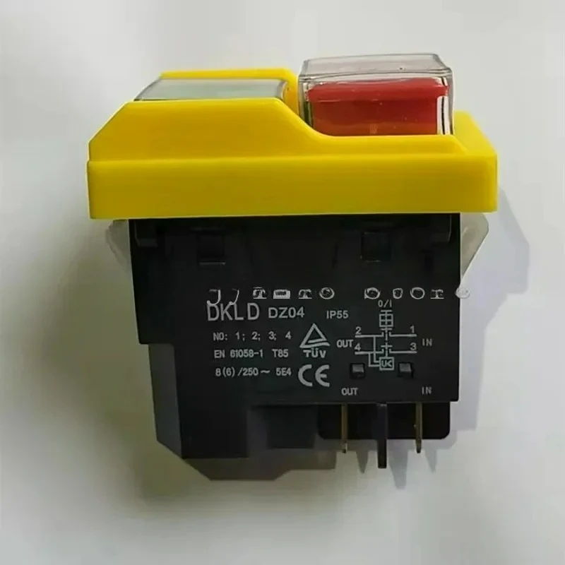 DKLD DZ04 4 Pins Waterproof Electromagnetic Push Button Switches ON OFF Start Stop Switch for Grinding Machine 250VAC 8(6)A
