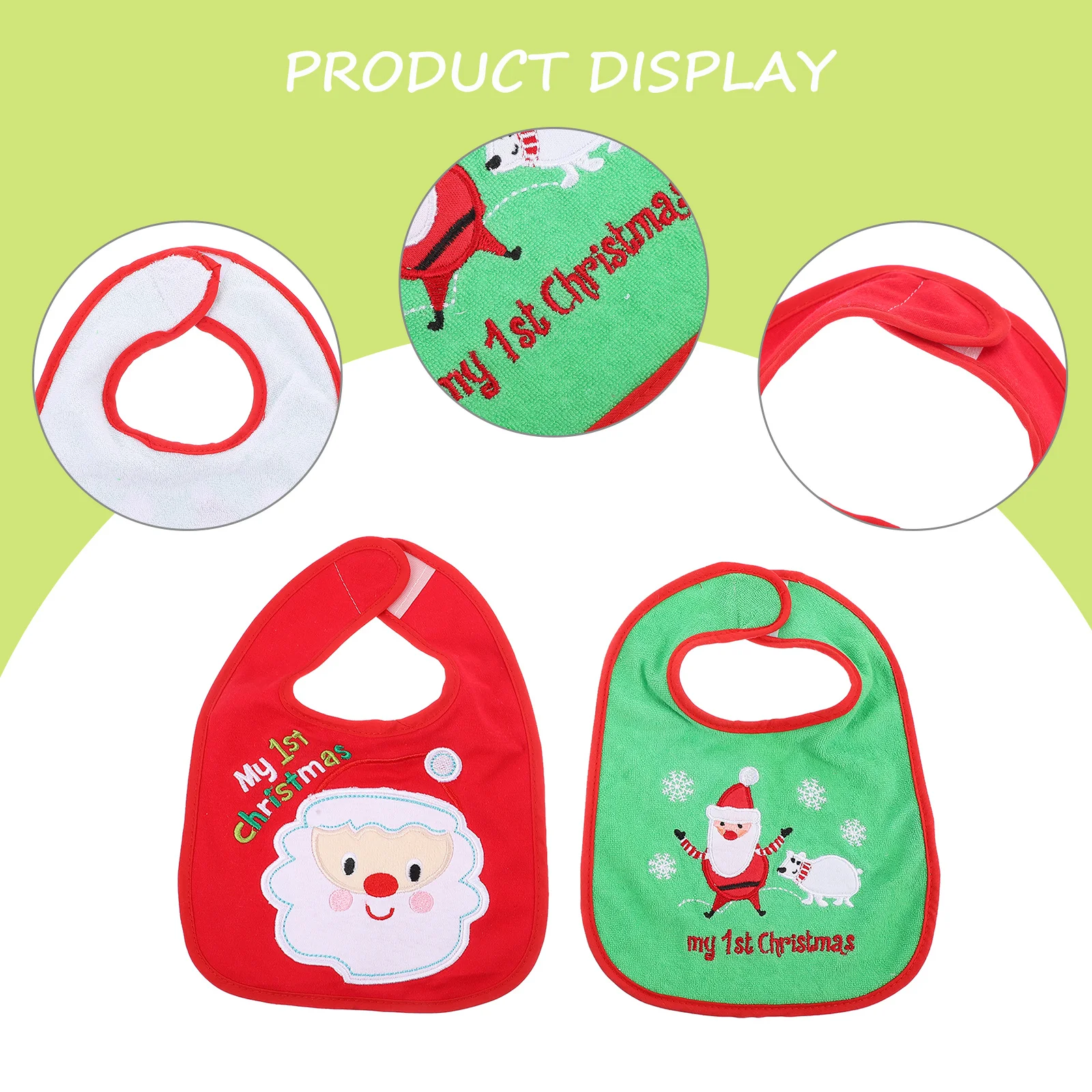

2pcs Baby Bibs Christmas Pattern Waterproof Drool Proof Feeding Apron For Newborn Infant Toddler Kids Saliva Towel