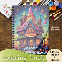 Coloring Book - 8.3 x 11.2 inches 32 pages of beautiful house coloring book - can relax and relieve stress