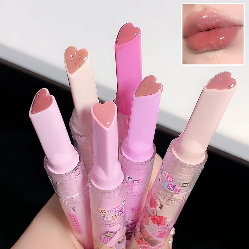 ✰✪Cappuvini Jelly Love Lipstick Pink Water Gloss Clear Lip Glaze Waterproof Non-stick Cup Hydrating Plumping Lip Gloss Makeup
