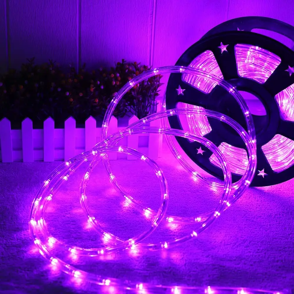 100M purple LED Waterproof Rope Lights110V Connectable Indoor Outdoor Led Rope Lights for Deck Patio Pool Camping Bedroom Decor