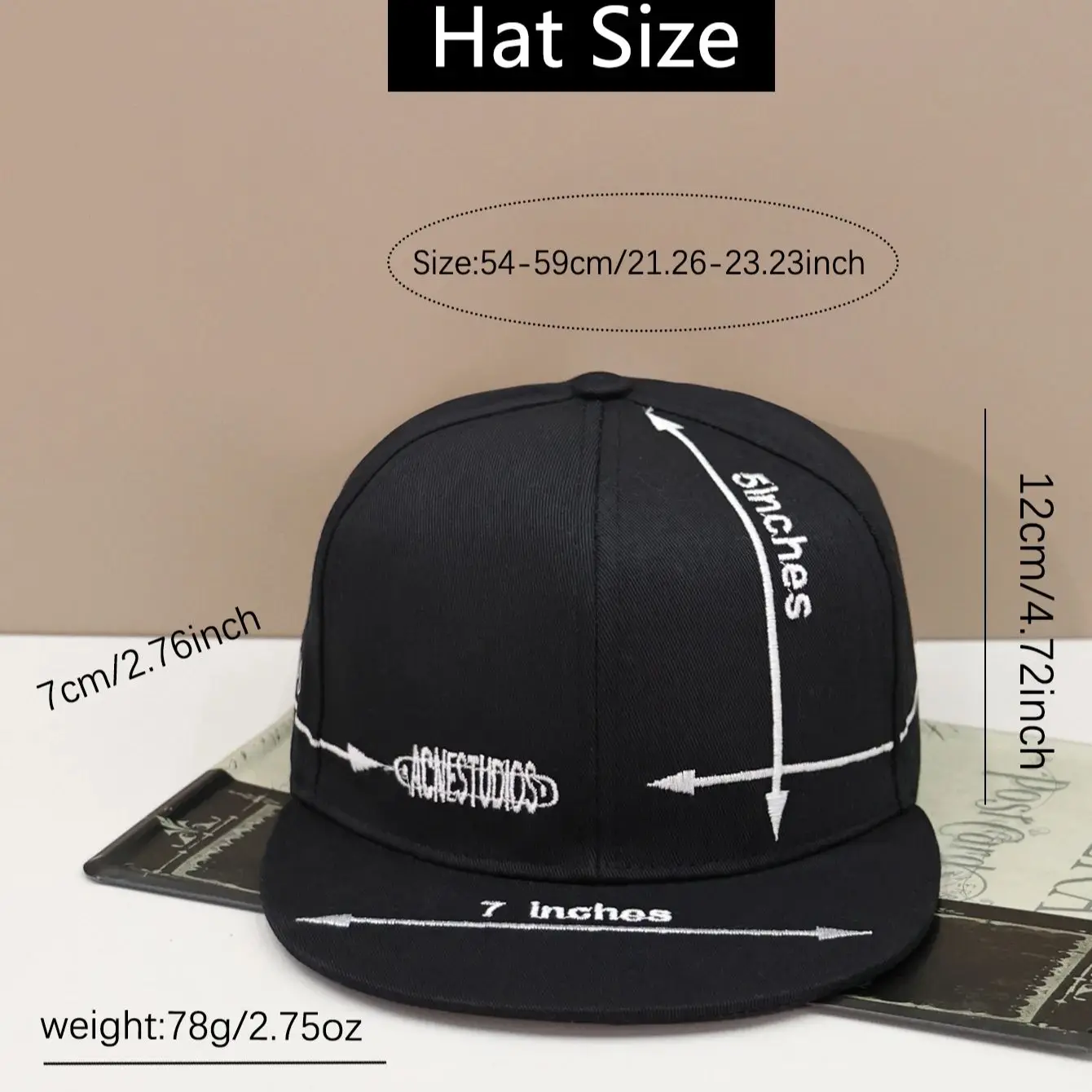 1pc stylish and personalized flat-brimmed baseball cap for men and women hip-hop couples simple black and white sunshade cap