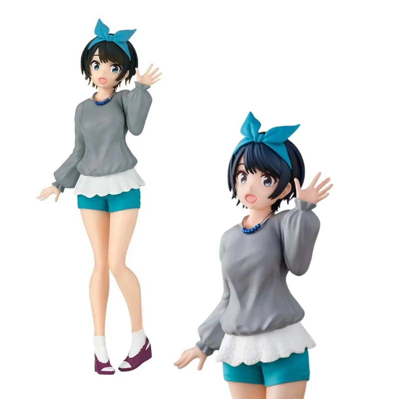 18CM Mizuhara Chizuru Anime Rental Girlfriend Figure Cute Short Hair Blue Bow Girl Asami Nanami Model PVC Doll Collection Toys