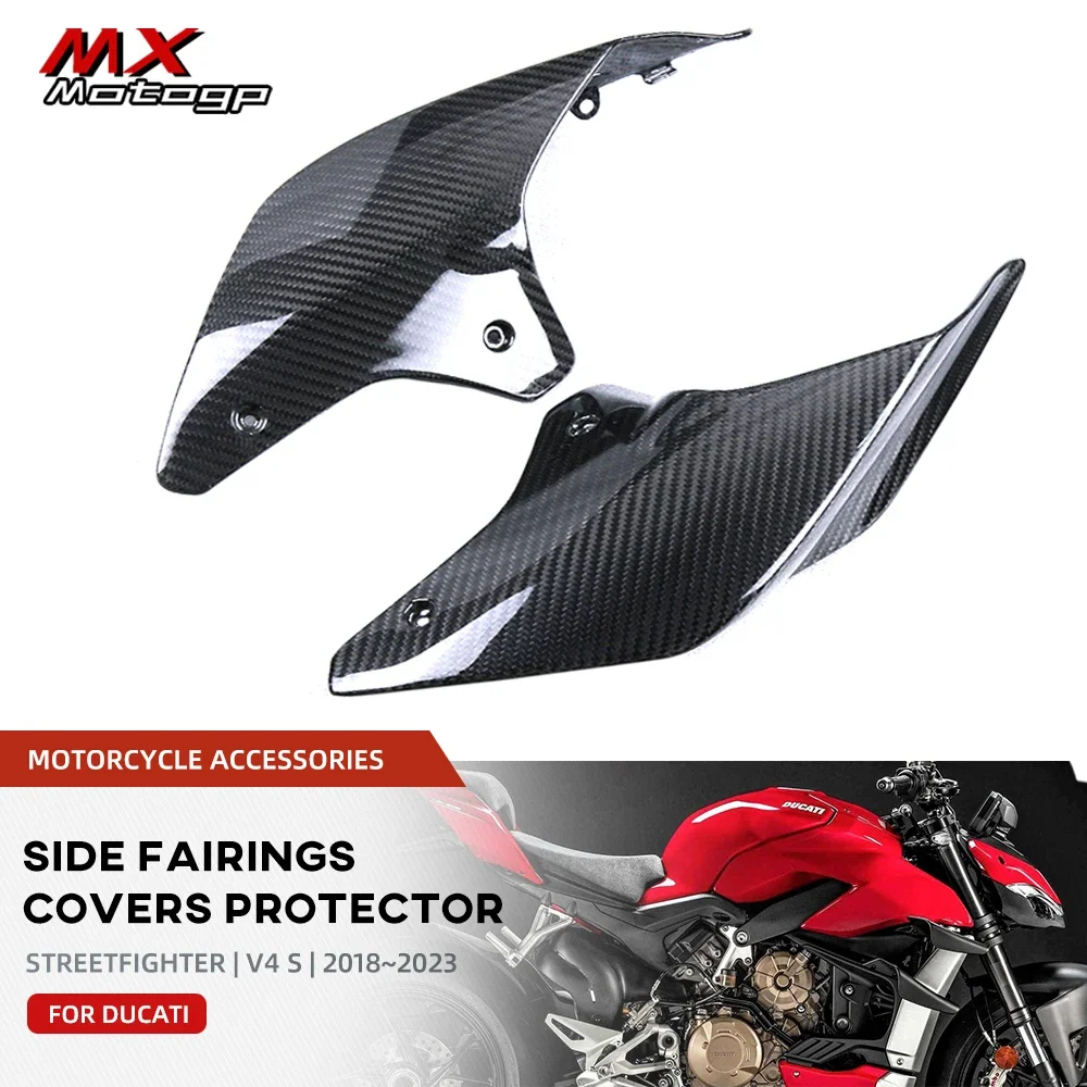 Carbon Fiber Motorcycle Side Panel Fairings Spoiler Kit For DUCATI Streetfighter V4 V4S 2019-2023 2022 Modified Accessories