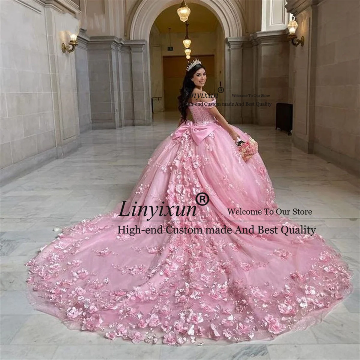 

Роскошное бальное платье с 3D цветами, платья для Quinceanera, кружевные милые платья с аппликацией и открытыми плечами 16, мексиканские платья на день рождения 15 лет