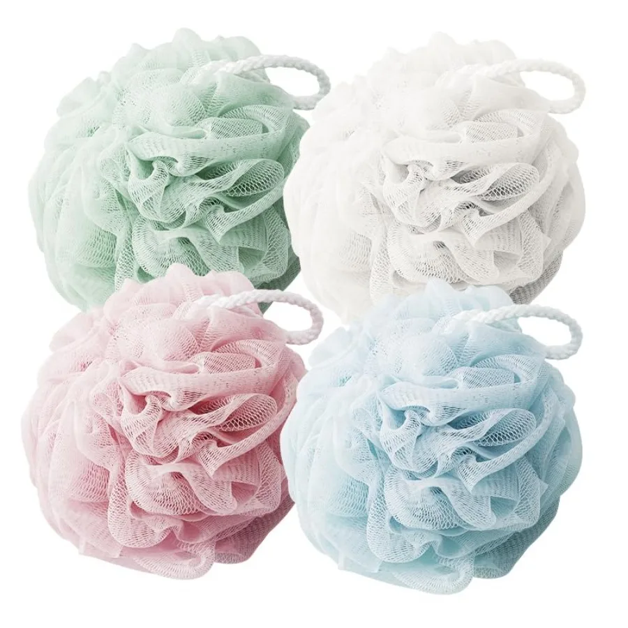 

Bath Shower Loofah Sponge Mesh Poufs Body Scrubber Back Wash Exfoliator Bathing Puff Men Women 4 Pack