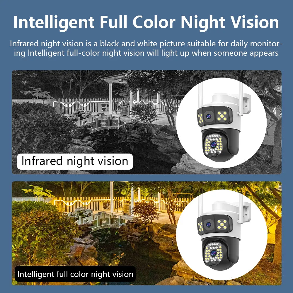 Linook,dual lens CCTV camera,PTZ360 for mobile viewing,WiFi camera AI for mobile detection,IP66 waterproof,wireless CCTV camera