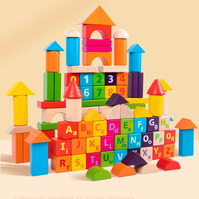Grandes blocos de construção de madeira crianças brinquedo educativo faia madeira quebra-cabeça bebê & criança brinquedo bordas arredondadas aprendizagem precoce playset