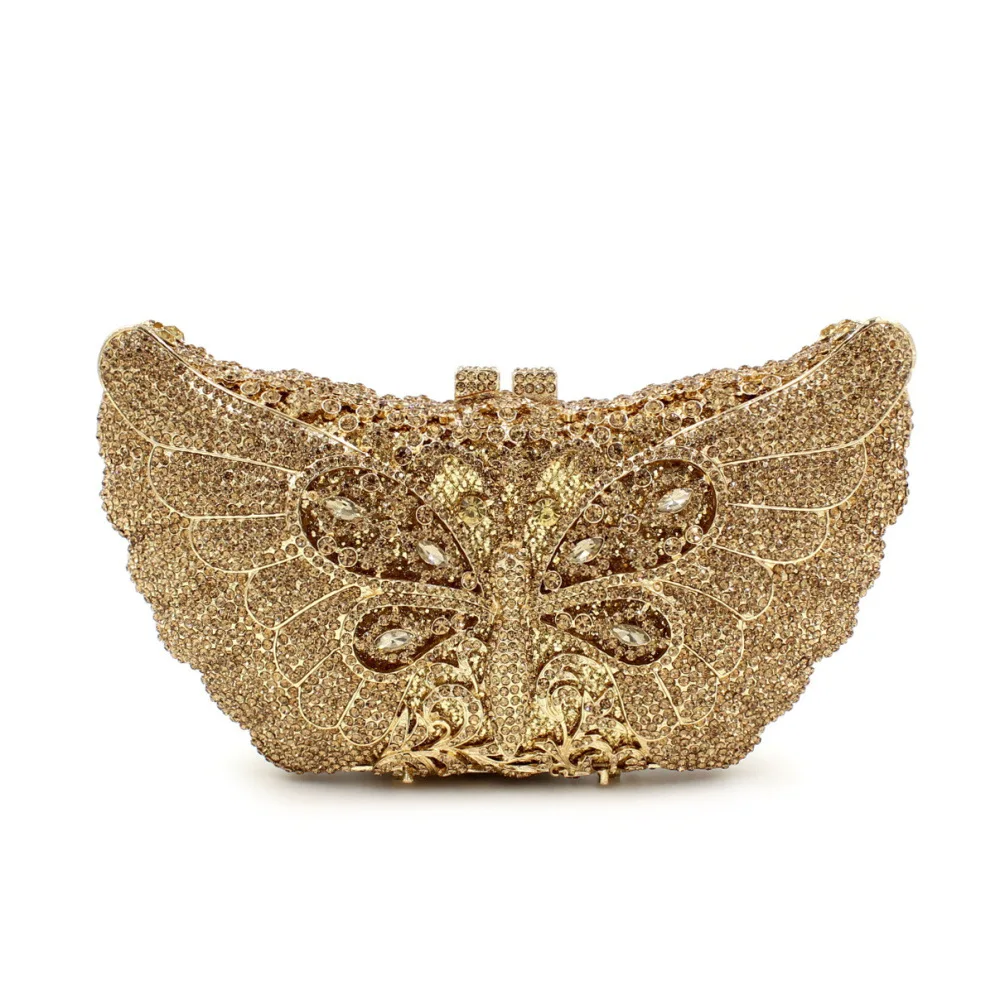 

Wholesale Elegant Butterfly Rhinestone Handmade Sparkling Evening Purse Women Clutch Bag for Parties