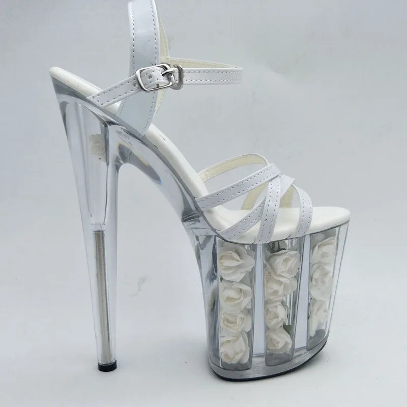 

LAIJIANJINXIA New PU Sexy Exotic Pole Dancing Shoes Summer Women Sandals 20CM High Heels Buckle Strap Size 34-46 E195