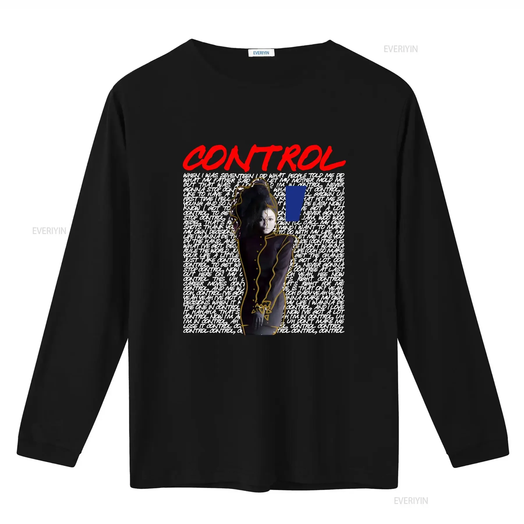 تي شيرت جانيت جاكسون كونترول بورتريه غنائي عتيق مغسول كاجوال متعدد الاستخدامات مريح وممتد ملابس مصممة ملابس الشارع