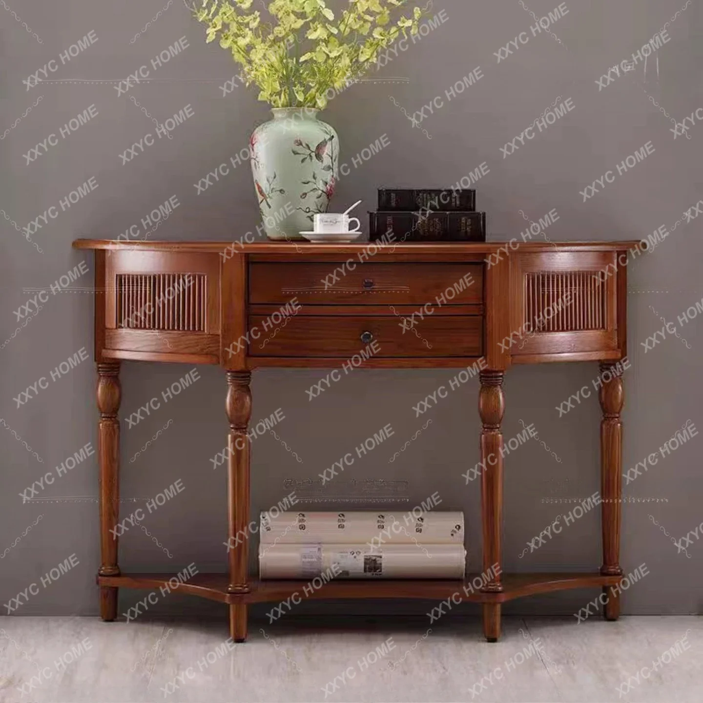 Solid wood entrance table, living room entry against the wall storage table, retro entrance table, wall side cabinet