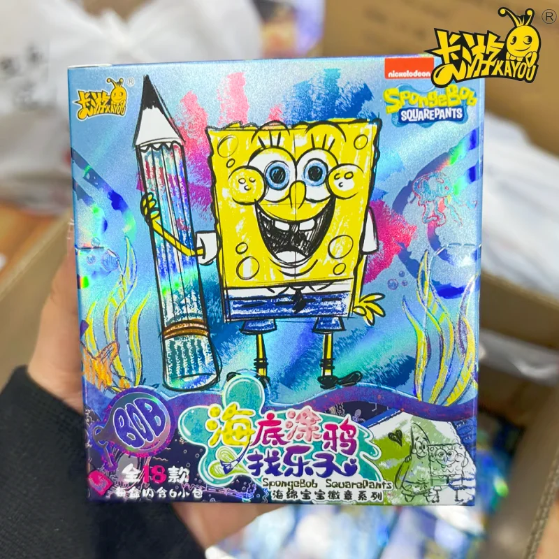 

Подлинные квадратные штаны KAYOU Губка Боб, забавные значки с подводным граффити, 6 стилей, коллекция карточек, игрушки, детские рождественские подарки