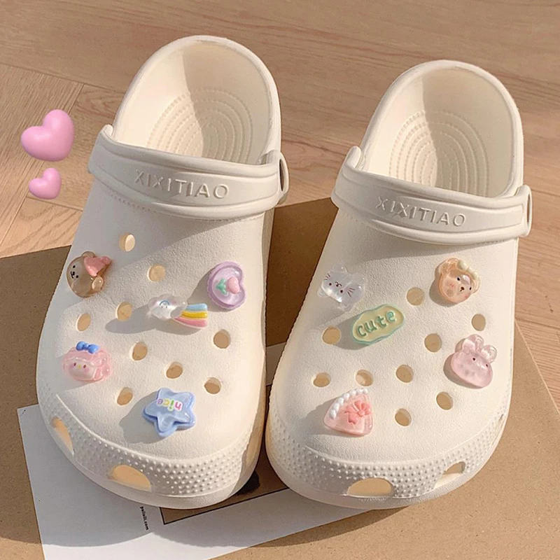 Cute Cartoon Animals Hole Shoe Charms Decoration Shoe Buckle Transparent Floral DIY Shoes Flower Accessories