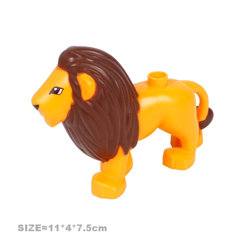 Big Building Blocks Animal Accessory Parts Assemble Bricks Zoo Lion Bear Tiger Elephant Panda Educational Toys for Children Gift