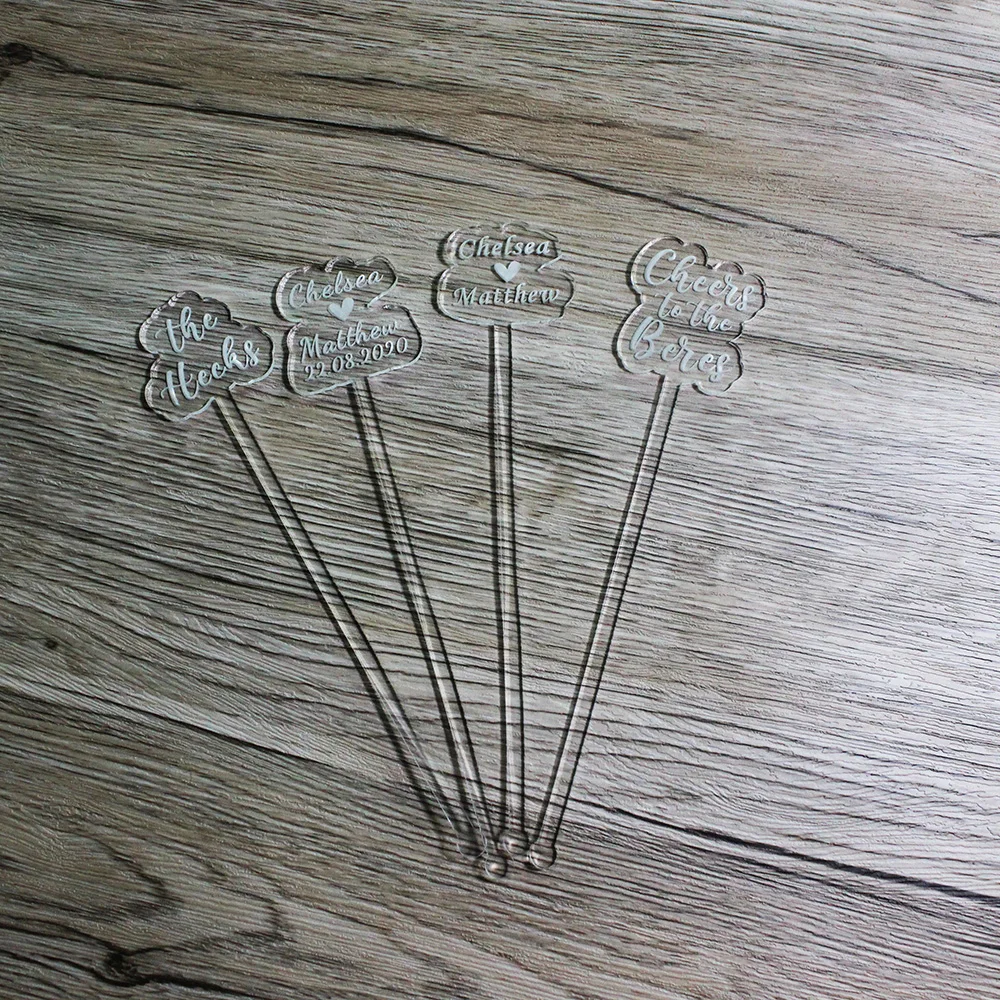 Personalized Engraved Drink Stirrers, Cocktail Sticks, Custom Name, Wedding Place Card, Hen Party, Acrylic, 10/30/50/100 PCS