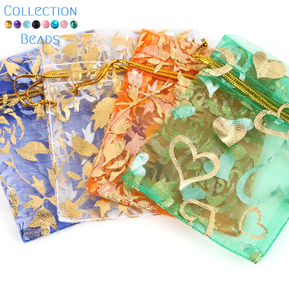 50pcs/Lot Colorful Drawstring Organza Bags Jewelry Packaging Bags Candy Wedding Party Bags Wholesale Gifts Pouches Wholesales