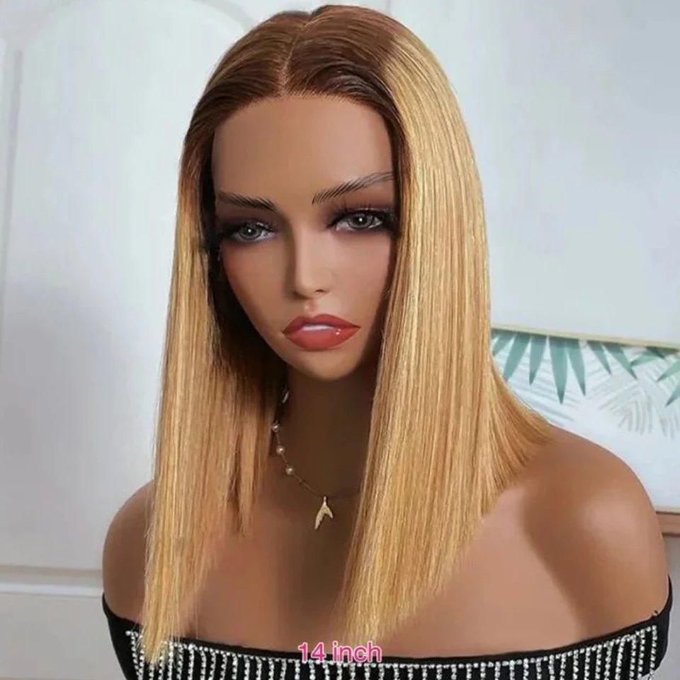 

Бразильский Ombre Blonde Короткий Боб Парик Фронта Шнурка Прямой 13*6*1 T Часть Парик Фронта Шнурка 180%D Парики Реми Человеческих Волос Для Чернокожих Женщин