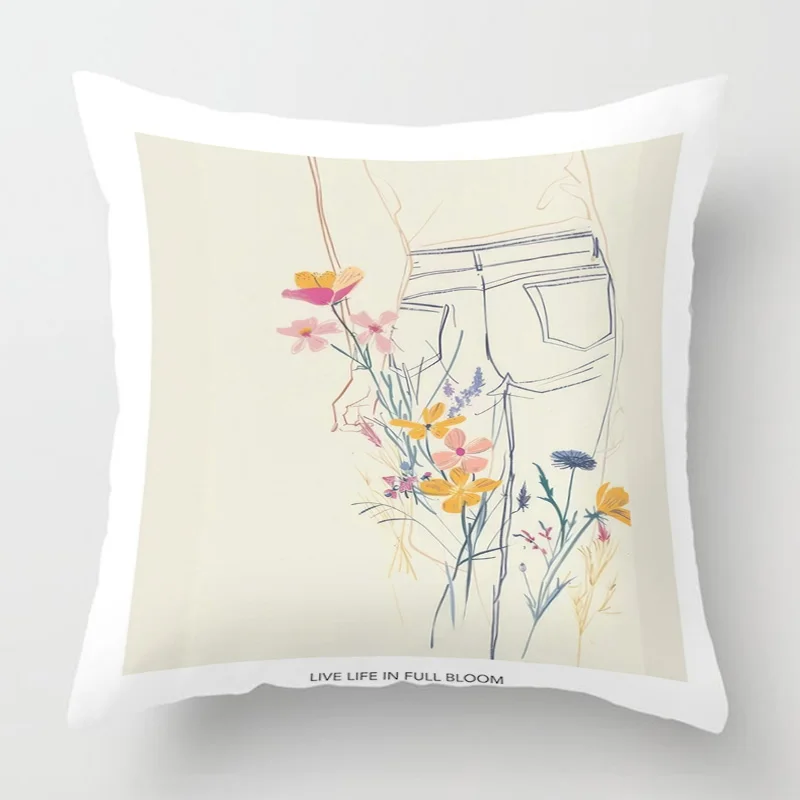 

Four Seasons Universal Pillowcase Abstract Geometric Plant Illustration Printed Cushion Cover Home Cafe Decoration
