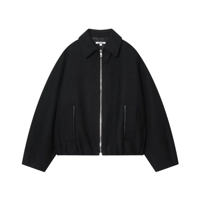 

Осенняя женская куртка-бомбер с воздушным шаром и контрастным шерстяным воротником на молнии с длинными рукавами, женские теплые пальто, шикарные женские топы