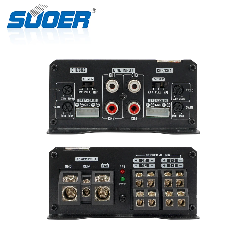 For Suoer CU-100.4 Channel Class D Car Audio Amp Board Auto Power Amplifier with Crossovers for Car