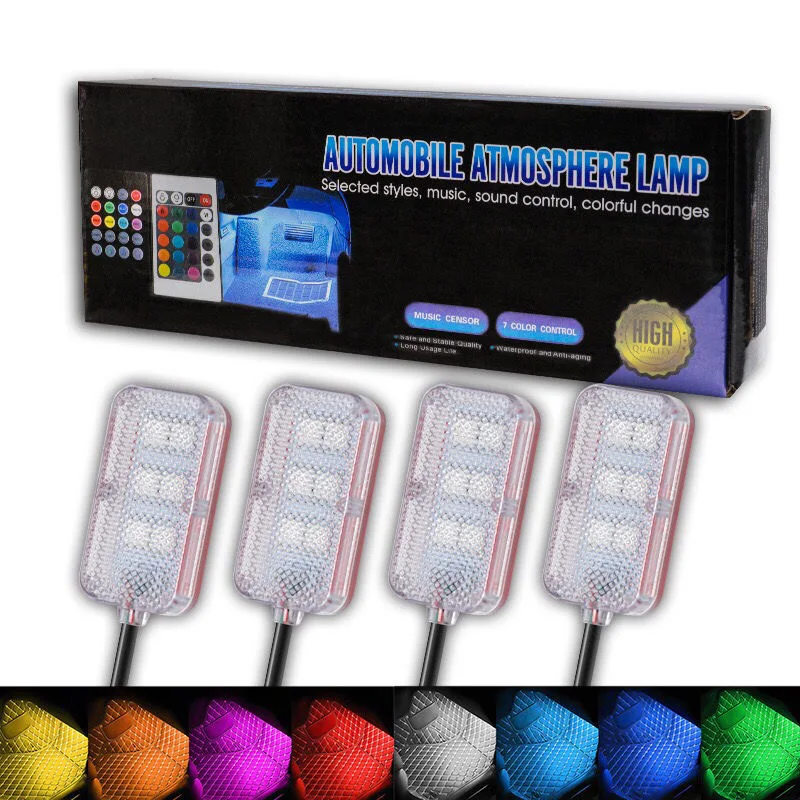 LED Car Suv Interior Ambient Foot Strip Light Kit Accessories Backlight Remote App Music Control Auto RGB Decorative Lamp 5v 12v