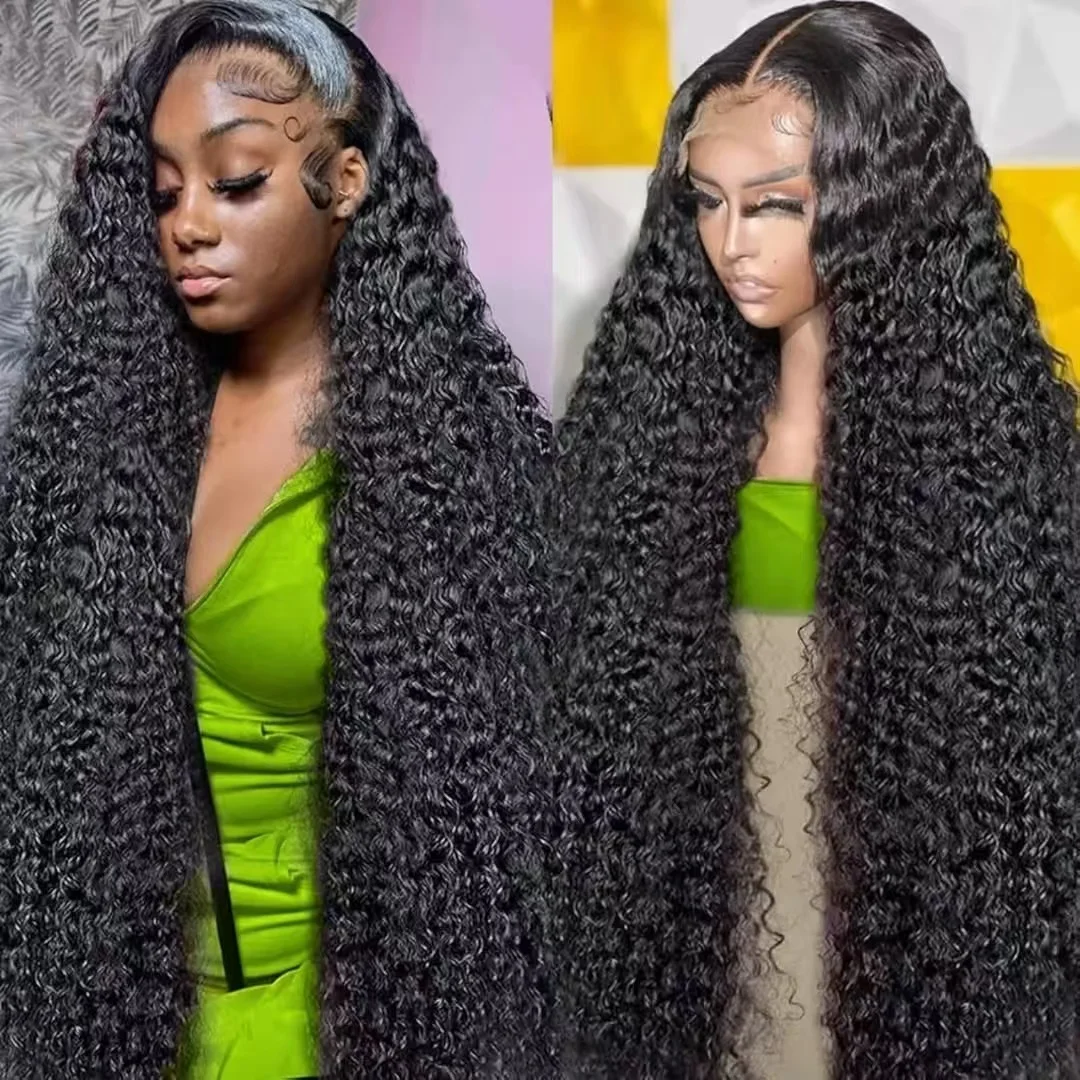 

Brazilian Virgin Hair Deep Wave Lace Front Wig HD Transparent Lace Glueless Wig Pre Plucked Hairline For Women