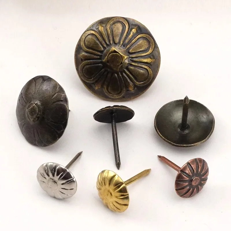 Decorative Antique Bronze Chrysanthemum Dome Studs for Wooden Box Furniture Hardware