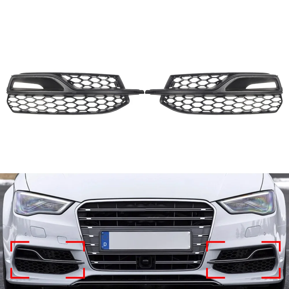 1Pc Car Front Bumper Lower Grill Fog Light Bezel Honeycomb Grille For Audi A3 2014-2016 2015