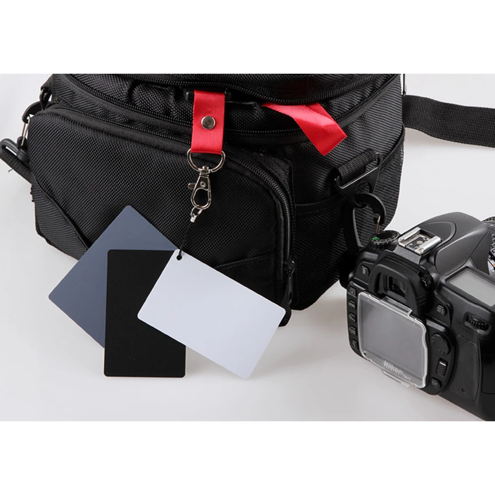 White Black Grey Balance Cards 18-degree Small Gray Card White Balance 3 Card Set With Lanyard Strap for Digital Photography