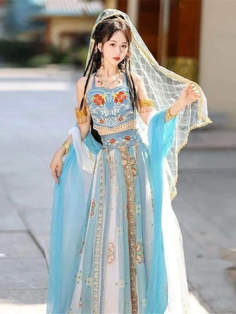 

Экзотический стиль ханьфу для женщин, танцевальные костюмы в стиле Западных регионов.