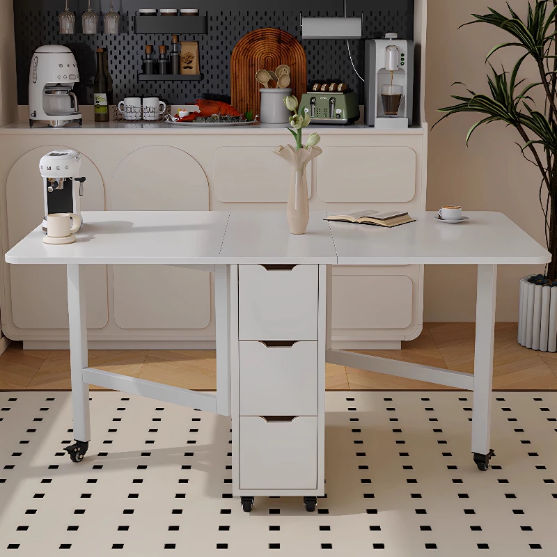 Mesa de jantar à prova d'água para apartamento, design nórdico branco, família, mesa de jantar multifuncional dobrável, móveis Tavoli Da Pranzo
