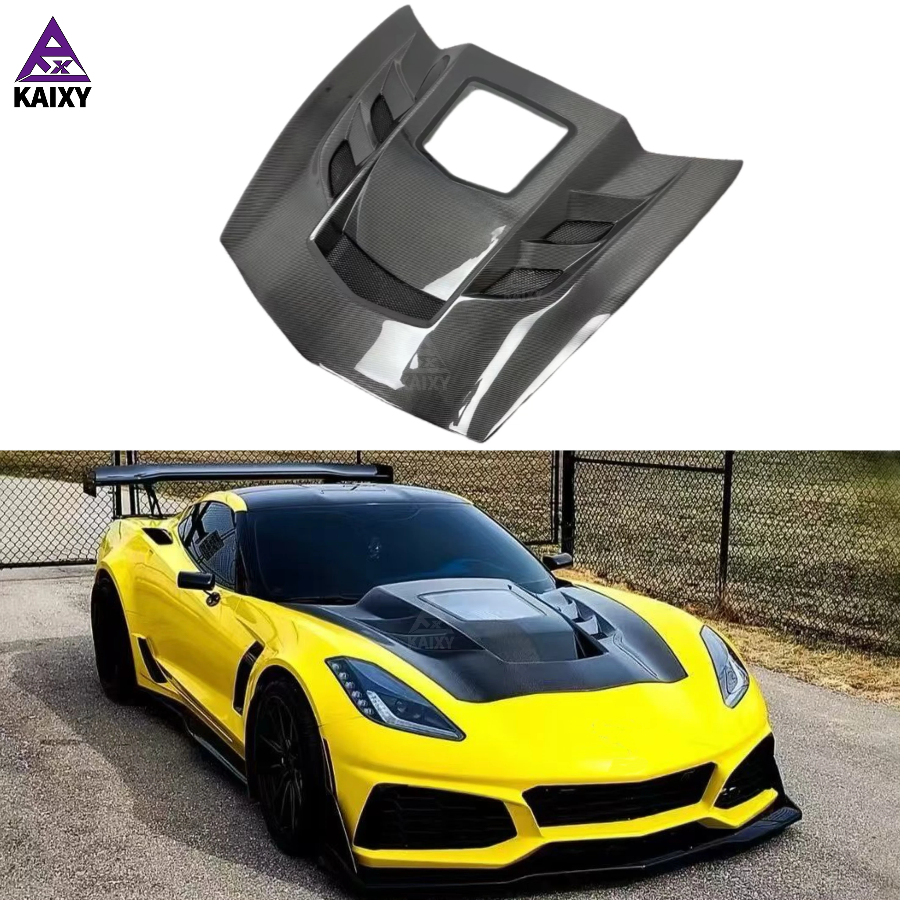 New High Quality Carbon Fiber Front Vented Hood for  Corvette C7 Z06 Bonnet 2014-2019 Car Front Bumper Engine Cover